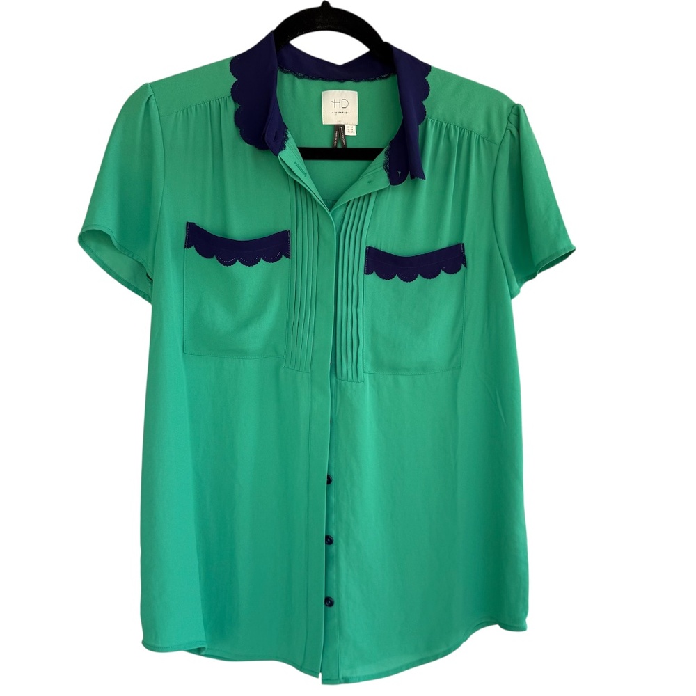 Anthropologie HD in Paris Retro Laser Cut Lace Blouse NWOT Size 6